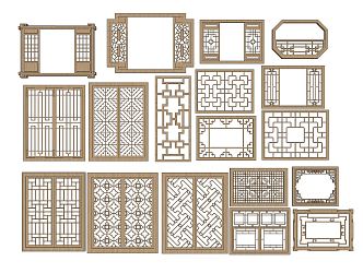 New Chinese-style openwork window grilles 3d model