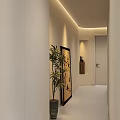 Modern Dining And Kitchen Interior With White Cabinets Wooden Countertops Round Table Pendant Light