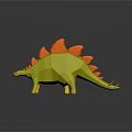 Low Poly Yellow Dinosaur Model With Orange Spines 3D Art Design 3d model
