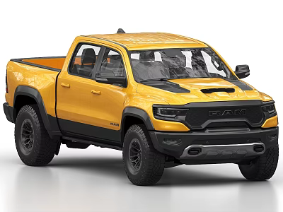 Yellow RAM Pickup Truck With Off Road Design And Black Accents 3d model