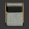 Comfortable Single Sofa With Wooden Frame Gray Plaid Fabric Modern Living Room Design