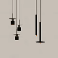 Modern Black Pendant Lights With Cylindrical Design For Minimalist Interior Space 3d model
