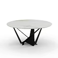 Modern Round Marble Dining Table With Black Metal Geometric Base Design 3d model