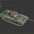 Modern Military Tank 3D Model With Turret Main Cannon Tracks Armor Plates And Red Markers