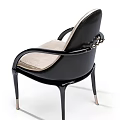 Elegant Single Chair With Black Frame Beige Cushion Curved Arms And Gold Metal Accents
