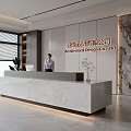 Modern company front desk background wall reception area bar desk reception desk hall simple lobby 3d model
