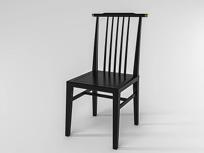 Modern Black Single Chair With Vertical Slat Backrest And Minimalist Design 3d model
