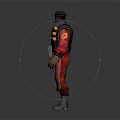 3D Character Model In Red Outfit With Black Vest Hat And Gear