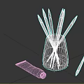 Colorful Paintbrushes In Transparent Cup With Paint Tube For Daily Art Supplies