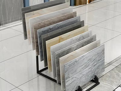 Floor Tile Display With Various Colors And Natural Materials For Interior Design 3d model