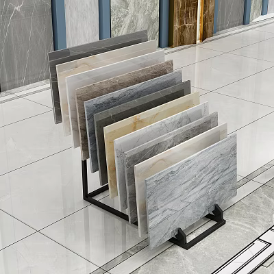 Floor Tile Display With Various Colors And Natural Materials For Interior Design 3d model