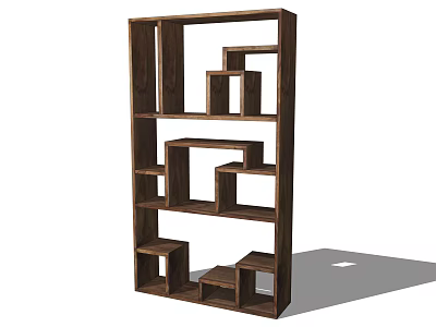 Modern Wooden Bookshelf With Multiple Geometric Open Compartments And Simple Design 3d model