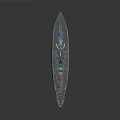 Detailed Warship Model as Water Transport with Turrets and Hull Design
