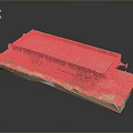 Detailed Flatbed Train Wagon Model On Track With Grass Base