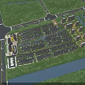 Aerial Planning of Modern Residential Community Layout With Buildings Riverside Green Spaces and Roads