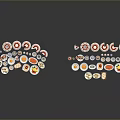Assorted Plated Foods Including Appetizers Desserts And Snacks Arranged On Trays