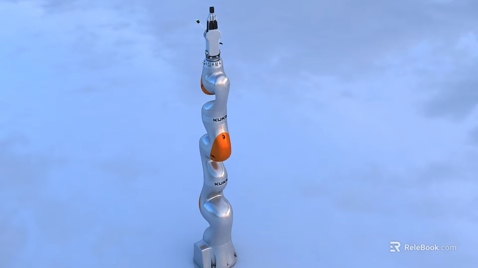Smart Robotic Arm With Silver Body And Orange Joints For Industrial Use 3d model 