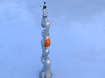 Smart Robotic Arm With Silver Body And Orange Joints For Industrial Use 3d model