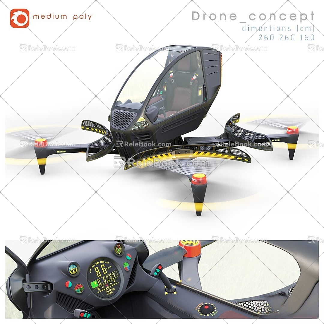 Other Drones Quad Rotorcraft Fan Flying Aircraft 3d model