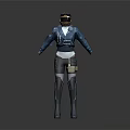 Futuristic Sci Fi Character Wearing Blue Jacket Gray Pants And Helmet