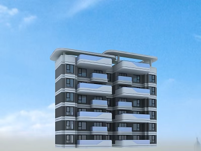 Modern Multi Storey Residential Building With Clean Design Gray White Exterior And Balconies 3d model
