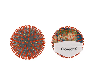 Medical Device Displaying Covid19 Virus Structure with Protein Component Details 3d model
