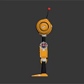 Yellow Robot Character With Red Antennas Black Arms And Colorful Buttons