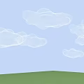 Peaceful Natural Scene With Light Blue Sky White Clouds And Green Grass