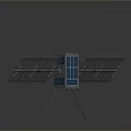 Detailed Satellite Model With Solar Panels Antennas Support Legs And Body Structure