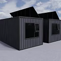 Modern Black Container Office Buildings With Two Units Windows And Sloped Roofs 3d model