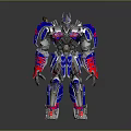 Sci Fi Robot Character With Shiny Silver Blue Red Armor And Mechanical Design