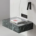 Modern Background Wall In Bathroom With Marble Sinks And Books 3d model