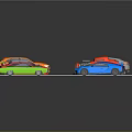 Various Colored Cars Parked in Parking Lot with White Lines