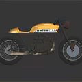 Custom Golden Motorcycle With Purple Handlebars Vintage Body Design And Reflections