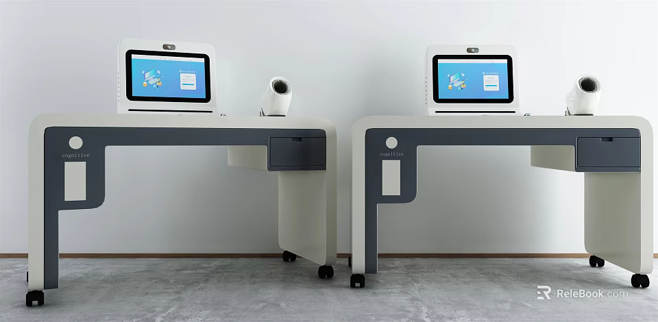 Advanced Dual Medical Workstations With Screens And Integrated Camera For Clinical Use 3d model 