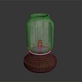 Decorative Shiny Metallic Container With Wooden Base And Cylindrical Shape