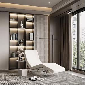 Modern recliner chair side table combination 3d model