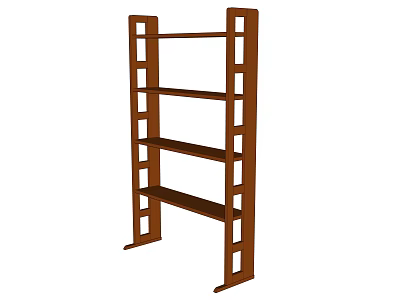 Classic Wooden Bookcase With Open Shelves And Vertical Frame Design For Home Library 3d model
