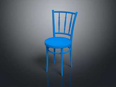 Stylish Blue Dining Chair With Simple Backrest And Sturdy Legs Design 3d model