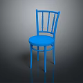 Stylish Blue Dining Chair With Simple Backrest And Sturdy Legs Design