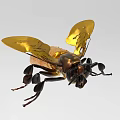 Decorative Ornament Set Featuring Bee Figure with Golden Wings for Home Decor