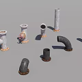 Industrial Equipment Displaying Different Metal Pipe Fittings Elbows and Valves for Pipeline Systems