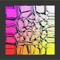 Abstract 3D Geometric Cube Structure Composed Of Vibrant Blue Pink Yellow Blocks