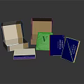 Household Items Packaging With Open Cardboard Box Blue Cases And White Label