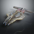 Futuristic Sci Fi Spaceship Model With Symmetric Wings And Blue Engine Lights 3d model