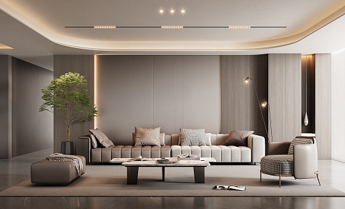 Minotti Italian Living Room Sofa Combination Leather Sofa Art Sofa Italian Light Luxury Coffee Table 3d model