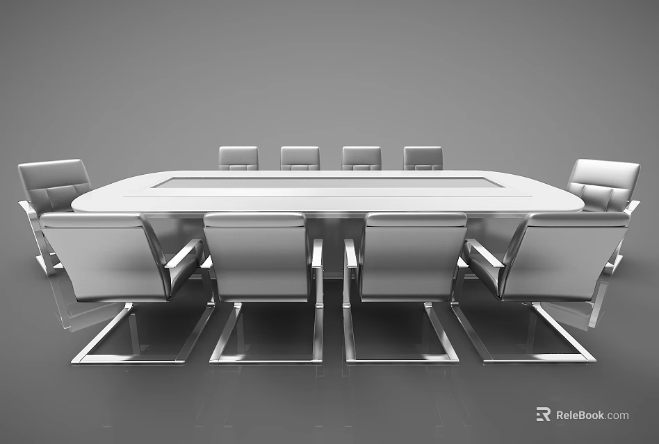 Modern Conference Table With Sleek Design And Leather Chairs For Office Meetings 3d model 