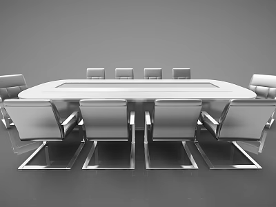 Modern Conference Table With Sleek Design And Leather Chairs For Office Meetings 3d model