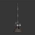Industrial Style Multi Level Tower Building With Detailed Base Structure