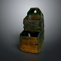 Ancient Bronze Artifact With Two Tiered Structure Carved Patterns And Handle Design 3d model